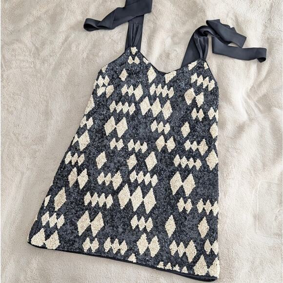 H&M Conscious Collection Limited Short Sequined Black/Harlequin Dress, size 2 - Picture 2 of 9